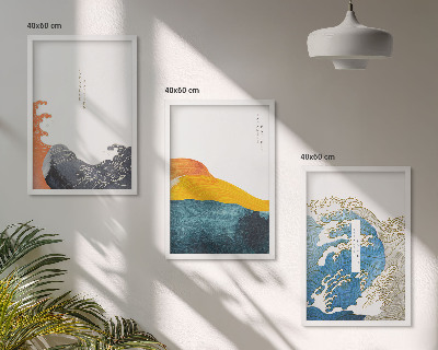 Wall art set Waves of Japanese graphic style
