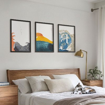Wall art set Waves of Japanese graphic style
