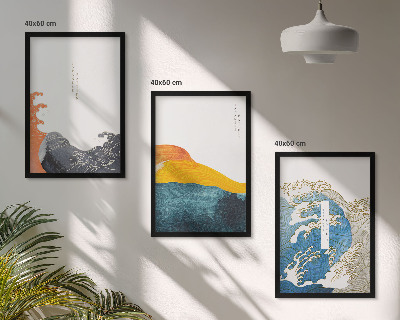 Wall art set Waves of Japanese graphic style