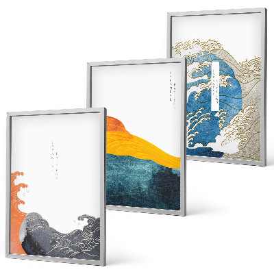Wall art set Waves of Japanese graphic style