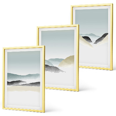 Three-piece wall art piece Minimalist pastel mountains
