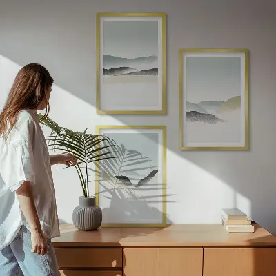 Minimalist pastel mountains three-piece wall art set