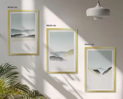 Minimalist pastel mountains three-piece wall art set