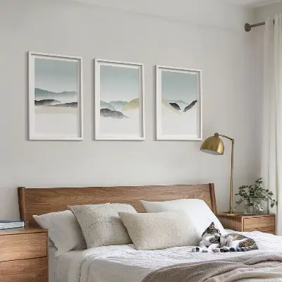 Minimalist pastel mountains three-piece wall art set