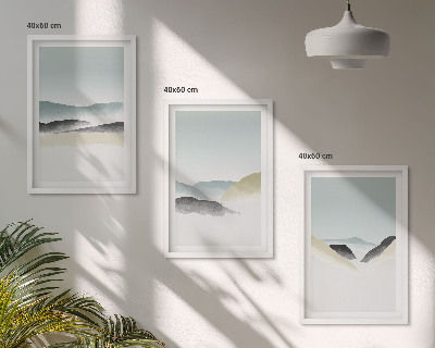 Three-piece wall art piece Minimalist pastel mountains