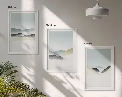 Minimalist pastel mountains three-piece wall art set