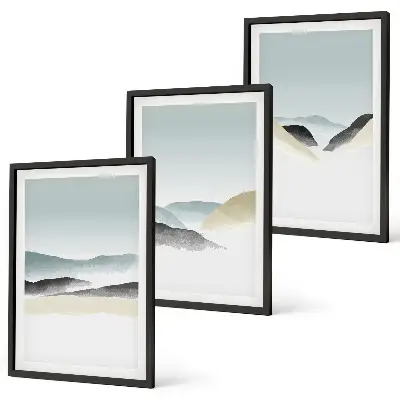 Minimalist pastel mountains three-piece wall art set