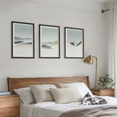 Minimalist pastel mountains three-piece wall art set