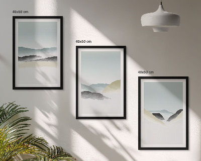Three-piece wall art piece Minimalist pastel mountains