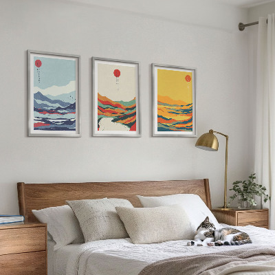 Wall art set Colorful mountains river abstraction