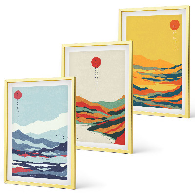 Wall art set Colorful mountains river abstraction
