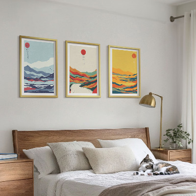 Wall art set Colorful mountains river abstraction