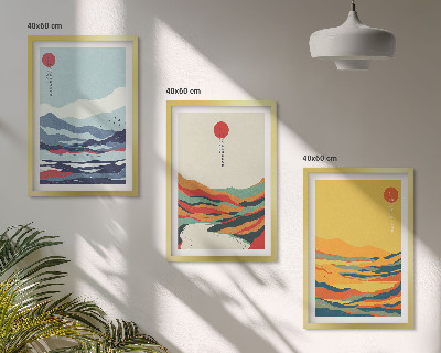 Wall art set Colorful mountains river abstraction
