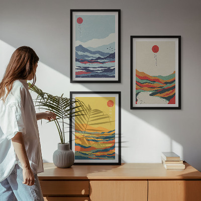 Wall art set Colorful mountains river abstraction