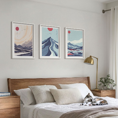 Three-piece wall art piece Abstract Japanese Mountains