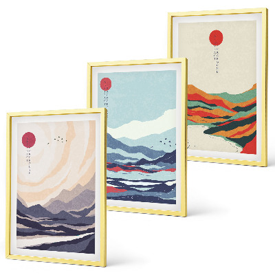 Wall art set Japanese mountain abstractions