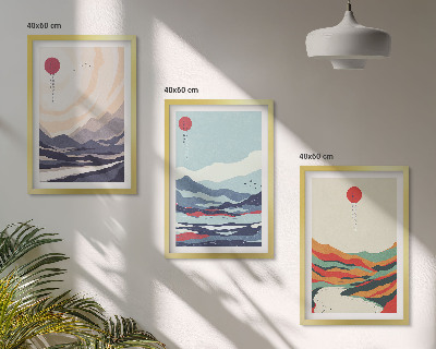 Wall art set Japanese mountain abstractions