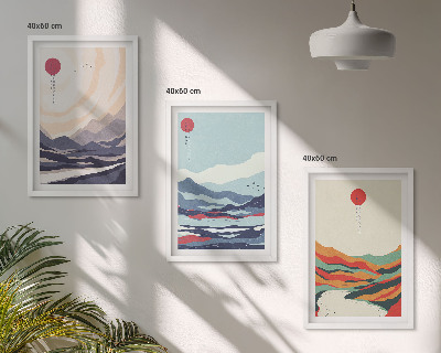 Wall art set Japanese mountain abstractions