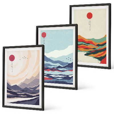Wall art set Japanese mountain abstractions