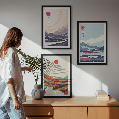 Wall art set Japanese mountain abstractions