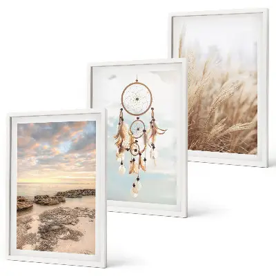 Sea of clouds dream catcher grass wall art set of 3 framed pieces