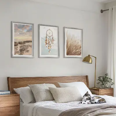 Sea of clouds dream catcher grass wall art set of 3 framed pieces