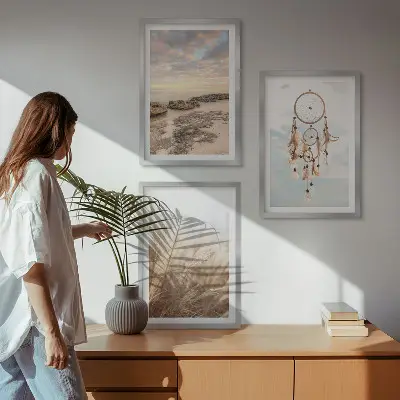 Sea of clouds dream catcher grass wall art set of 3 framed pieces