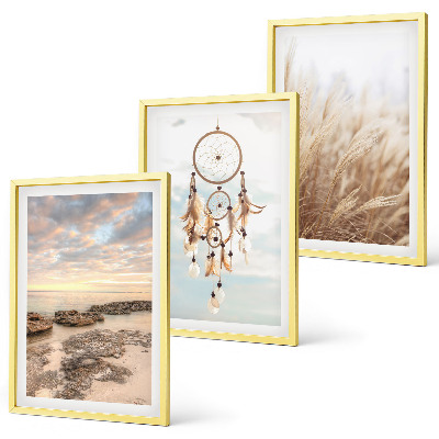 Set of 3 framed wall art pieces Sea of ​​clouds dream catcher grass