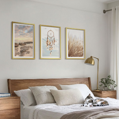 Set of 3 framed wall art pieces Sea of ​​clouds dream catcher grass