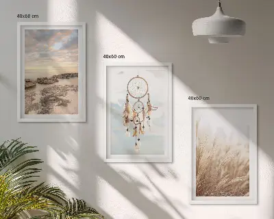 Sea of clouds dream catcher grass wall art set of 3 framed pieces