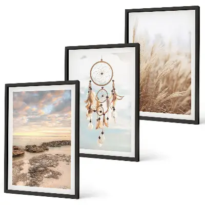 Sea of clouds dream catcher grass wall art set of 3 framed pieces