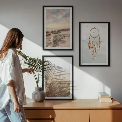 Sea of clouds dream catcher grass wall art set of 3 framed pieces