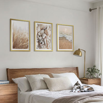 Wall art set Beach motifs, shells, waves