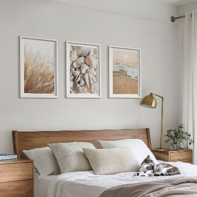 Wall art set Beach motifs, shells, waves