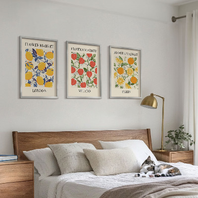 Three-piece wall art piece Flower posters in cities