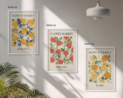 Three-piece wall art piece Flower posters in cities