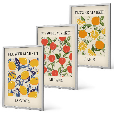 Three-piece wall art piece Flower posters in cities