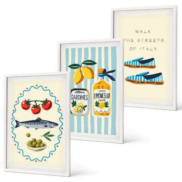 Italian Flavors wall art set featuring lifestyle imagery