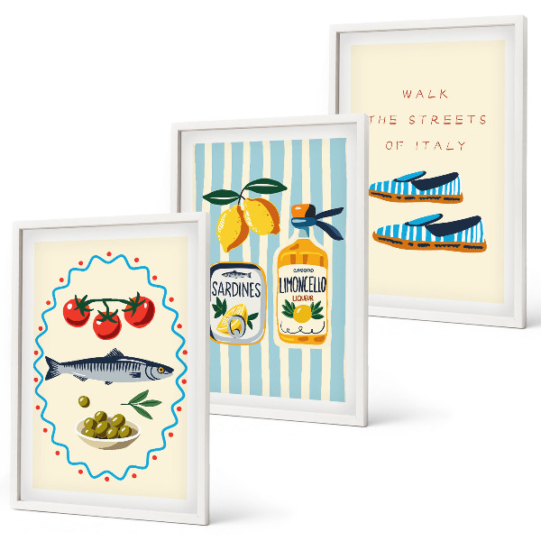 Wall art set Italian flavors lifestyle images