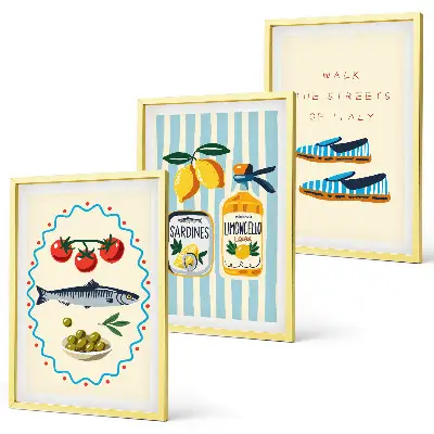 Italian Flavors wall art set featuring lifestyle imagery