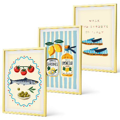 Wall art set Italian flavors lifestyle images
