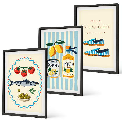 Wall art set Italian flavors lifestyle images