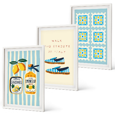Three-piece wall art piece Fruits elements of Italian culture