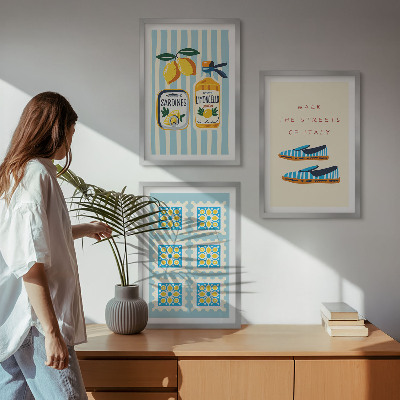 Three-piece wall art piece Fruits elements of Italian culture