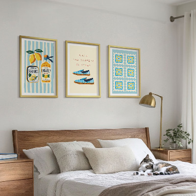 Three-piece wall art piece Fruits elements of Italian culture