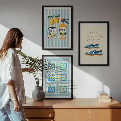 Three-piece wall art piece Fruits elements of Italian culture