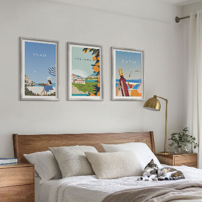 Set of 3 framed wall art pieces Amalfi Positano and Capri