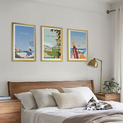Set of 3 framed wall art pieces Amalfi Positano and Capri