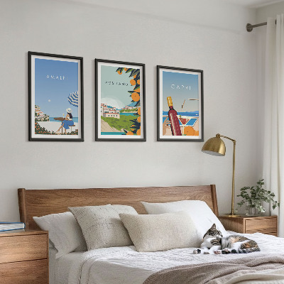 Set of 3 framed wall art pieces Amalfi Positano and Capri