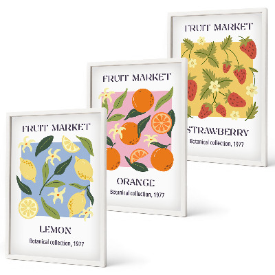 Wall art set Fruit posters lemons strawberries